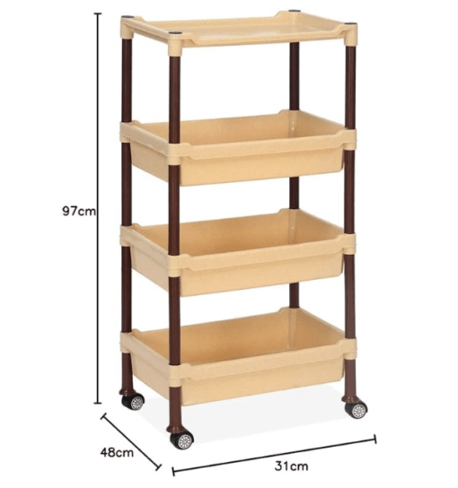 Nilkamal TROL23 Plastic Vegetable Trolley Rack 23 for Kitchen Storage Vegetable Organizer | Storage Racks for Office | Bedroom | Kitchen|Living Room | Fruits Onion Potato Stand for Kitchen - Image 3